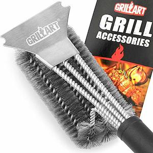 GrillArt Grill Cleaning Brush and Scraper, 18" Stainless Steel Woven Wire (3 in &hellip;