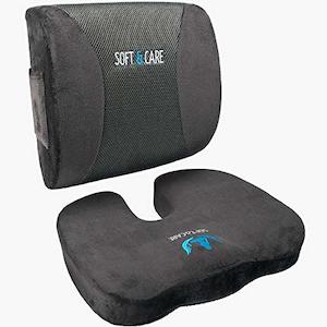 Kitchen: SOFTaCARE Dark Grey Seat Cushion [Set of 2] - Memory Foam Coccyx Orthopedic and Lumbar Support Pillow (2 Count)