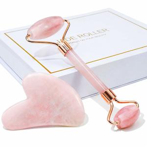 Beauty Health: BAIMEI Rose Quartz Facial Beauty Roller & Gua Sha Massager (Skin Care Tools)