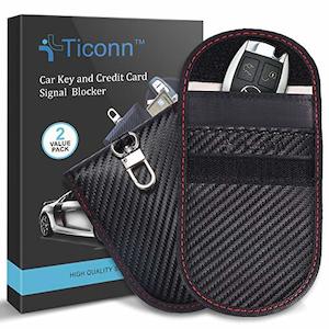 Consumer Electronics: TICONN Faraday Cage Key Fob Protectors (2 Pack) - Carbon Fiber Texture, RFID Signal Blocking