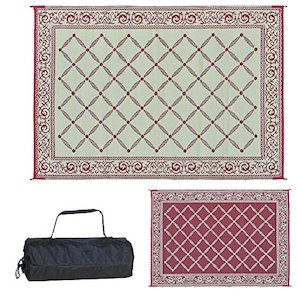 Automobiles Motorcyles: Outdoor Reversible Mat (116095), 6ft x 9ft, Burgundy/Beige, RV and Camping