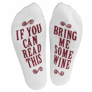 Gift Ideas: Women's Novelty Socks with Printed Message: "If You Can Read This, Bring Me Some", Burgundy (Brand XYZ, Model ABC)