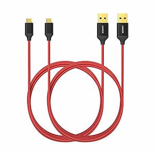 Mobile Accessories: Anker [2-Pack] 6ft Micro USB Cable with Gold-Plated Connectors, Nylon Braided for Android, Samsung, HTC, Nokia, Sony and More (Red)