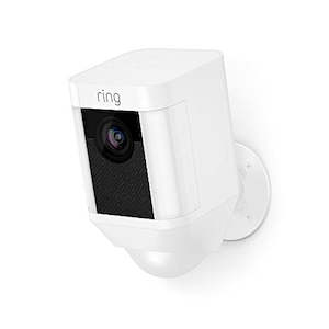 Camera Photo: Wireless HD Security Camera with Built-In Two-Way Talk and Siren Alarm (Ring Spotlight Cam Battery - White - Works with Alexa)