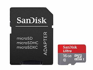 Camera Photo: SanDisk Ultra 16GB Micro SDHC UHS-I/Class 10 Memory Card with Adapter (SDSQUNC-016G-GN6MA)