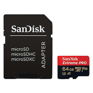 Camera Photo: SanDisk Extreme PRO 64GB UHS-3 V30 Class 10 microSDXC Memory Card & SD Adapter (Up to 100 MB/s, A1)