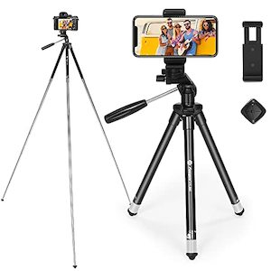 Camera Photo: Fotopro 40" Lightweight Aluminum Travel Tripod with Remote Control, for iPhones, Nikons, Samsungs, Huawei and Vlogging (Tiktok, YouTube)
