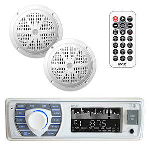 Marine Electronics: Pyle PLMRKT36WT Marine Receiver & Speaker Kit with Built-in Bluetooth & Microphone, AM/FM Radio, 5.25’’ Waterproof Speakers (2), In-Dash LCD Digital Stereo, MP3/USB/SD Readers & Remote Control