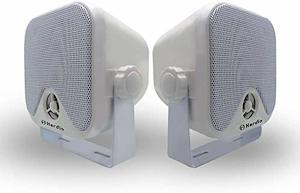 Marine Electronics: Heavy Duty Waterproof 4" Outdoor Marine Box Speakers with Surface Mounts - White (for Skid Steer ATV UTV RZR Golf Cart)