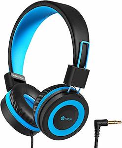 On Ear Headphones: iClever HS14 Kids Headphones, 94dB Volume Limited, Adjustable Headband (Black & Blue)