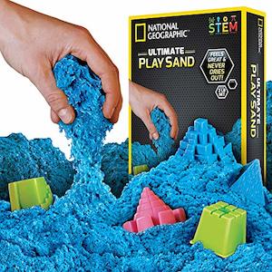 Arts Crafts: National Geographic Play Sand with Castle Molds and Tray (Blue), 2 lbs – Sensory Kinetic Activity