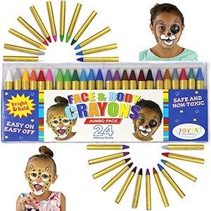JOYIN Non-Toxic Face Paint Crayons (3 inch Large Size, 24 Colors Including 6 Met&hellip;