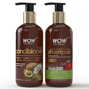 Hair Care: Wow Apple Cider Vinegar Hair Shampoo and Conditioner Set (10 fl oz Each) - Clarifying, Damage Repair, Antifungal, Anti-Bacterial, Vegan, No Sulphates or Parabens - For Men and Women (1 Pack Combo)
