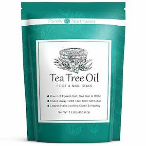 Foot Hand Nail Care: Purely Northwest Tea Tree Oil and Epsom Salt Foot Soak (16 Oz), Professional Pedicure Treatment to Alleviate Toenail Fungus, Athletes Foot & Stubborn Odor, Softens Dry Calluses, Use in Any Foot Bath or Spa, Made in USA