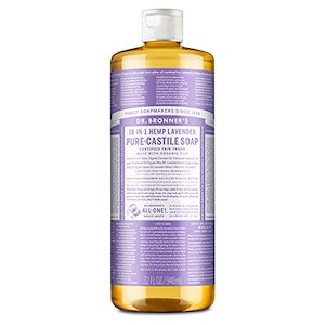 Foot Hand Nail Care: Dr. Bronner's Pure-Castile Lavender Liquid Soap (32oz) - Made with Organic Oils, 18-in-1 Uses: Face, Body, Hair, Laundry, Pets, Dishes, Concentrated, Vegan, Non-GMO