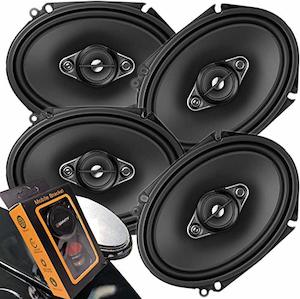 Component Speakers: Pioneer TS-A6886F 4-Way Coaxial Car Speakers Bundle with Gravity Magnet Phone Holder (4 Speakers, 350W Max Per Speaker)
