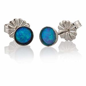 Earrings: Sterling Silver Opal Stud Earrings for Women (4mm Posts)