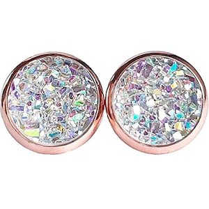 Earrings: Opal Druzy Earrings on Rose Gold (Hypoallergenic Posts)