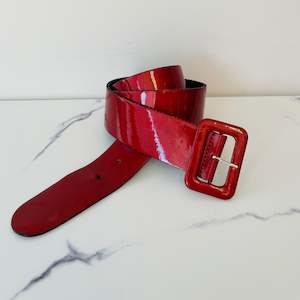 Sale 50 Off Selected Items: Red Patent Leather Metallic Belt (L)
