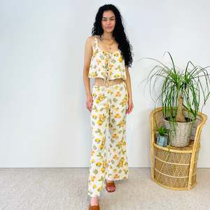 Tops: Citrus Patterned Two Piece Set (S-M)