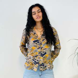 Tops: Vintage Patterned Blouse (S)