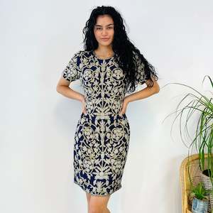 Navy Beaded Dress (XS-S)