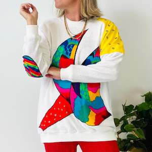 Tops: Vintage Rainbow Patchwork Sweatshirt (M-L)