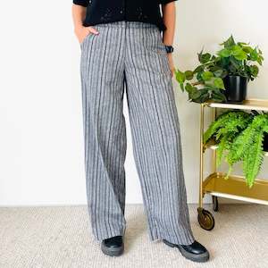 Bottoms: Striped Linen Blend Pants (M)