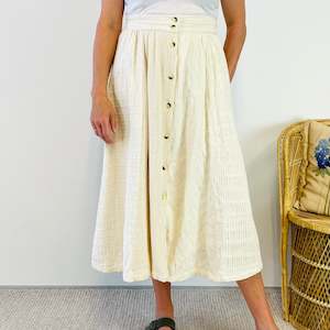 Vintage Textured Midi Skirt (M-L)