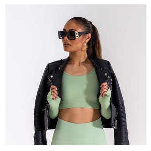 Body Ody Activerwear: BODY ODY- Khaki Ribbed Crop Top