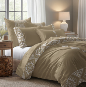 Organic Cotton Bedding Collection: Onepū Beige Duvet Set - Pre-order