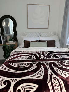 Bedding: Brown Koru Mink Blanket