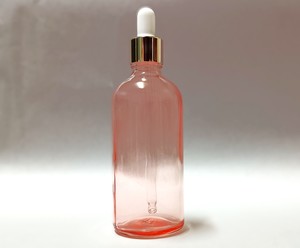 60ml: 100ml Rose Pink Glass Bottle with Gold Eye Dropper