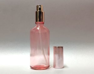 60ml: 100ml Rose Pink Glass Bottle with Rose Gold Mister