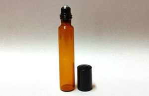 10ml Amber Roll On Glass Bottle Black Lid