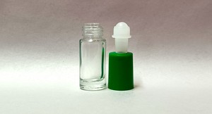 5ml Clear Roll On Glass Bottle Green Lid