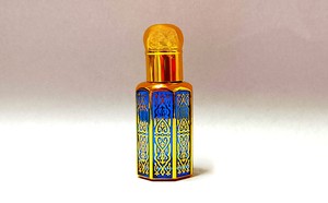 12ml: 12ml Blue & Gold Glass Bottle Roll On with Gold Lid