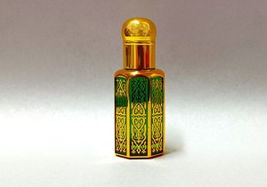 12ml: 12ml Green & Gold Glass Bottle Roll On with Gold Lid