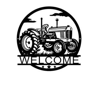 Furniture: Classic Tractor Welcome Wall Ar