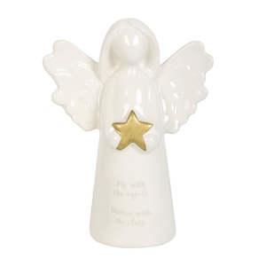 Furniture: Fly With The Angels Sentiment Ceramic Angel Ornament
