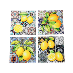 Square Lemons Coaster Set 4