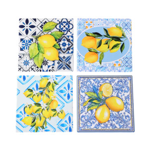 Square Lemons Coaster Set 4