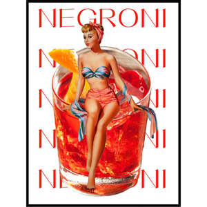 Metal Wall Art: Negroni Glass in Frame