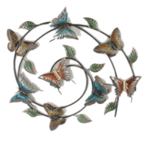 Metal Wall Art: Spiral Butterflies - Metal Wall Hanging