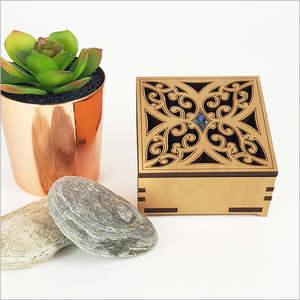 Wooden Boxes: Tapa Trinket Box