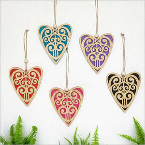 Nz Art: Ornament Heart: Koru