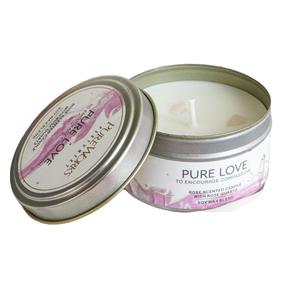 Candles: Pure Love Rose with Rose Quartz Crystal Energy Candle 80gm