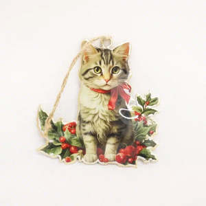 Christmas: Vintage Cat With Garland Hanger
