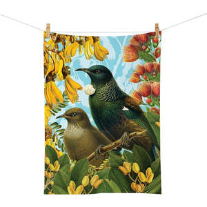 Tea Towels: Botanical Tui Tea Towel