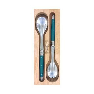 Andre Verdier Laguiole Salad Server Set Teal